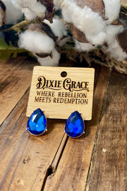 Royal - Studs - Crystal Teardrop Royal Blue - Earrings