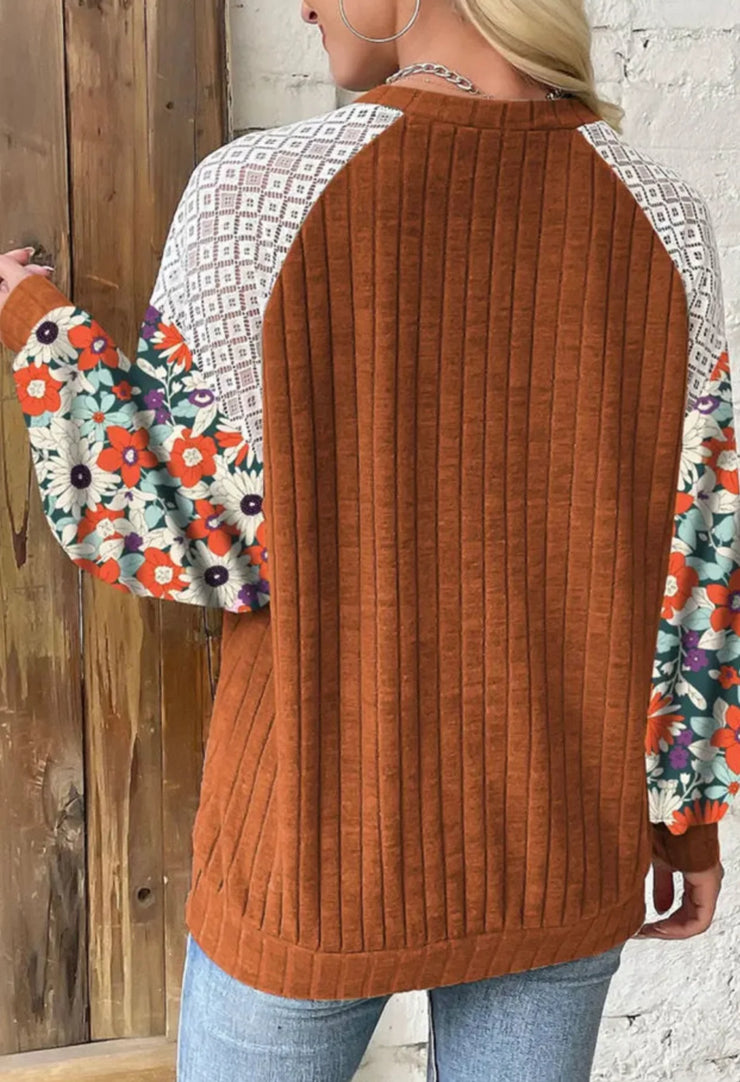 Flower Me Pretty - Fall Floral Lace- Multiple Color Options - Top