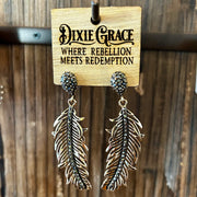 Fight or Flight - feather - Two Finishes - Earrings