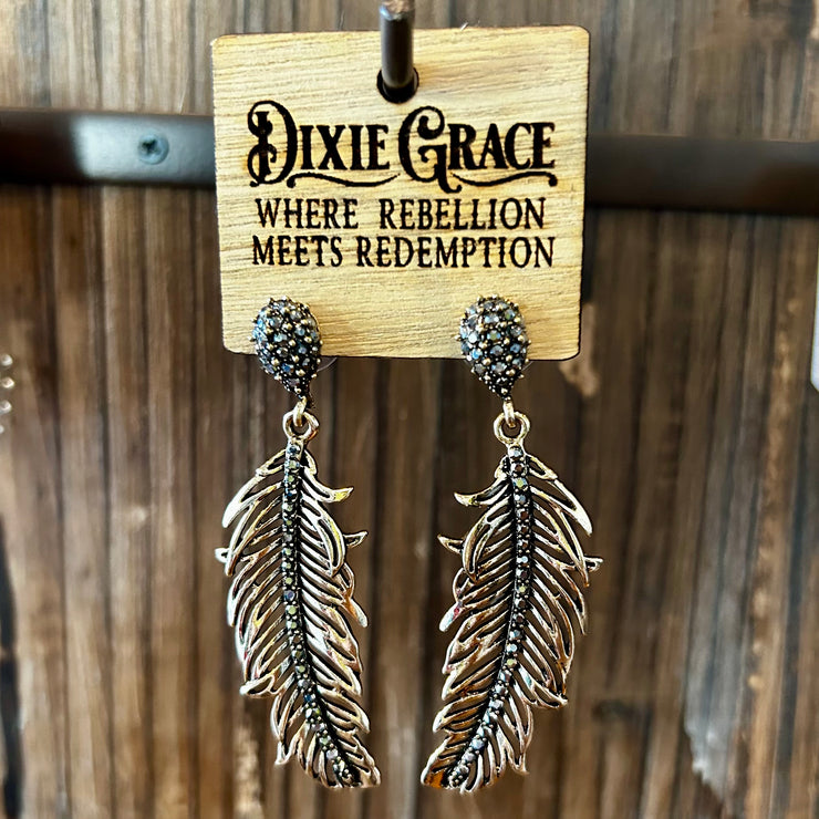 Fight or Flight - feather - Two Finishes - Earrings