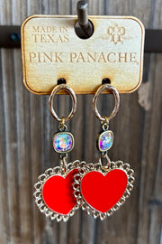 Laurel - Red Enamel Charm - Heart - Earrings