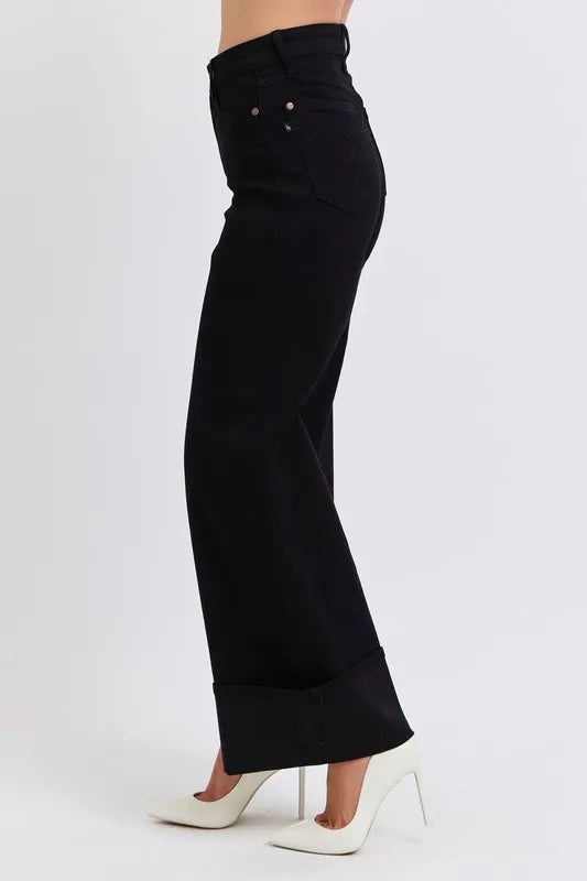 Onyx Rain - High-Rise - Retro Wide Leg - Black Denim - Jeans