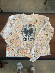 Bat Shit Crazy - Splatter Paint - Cropped - Graphic Sweatshirt