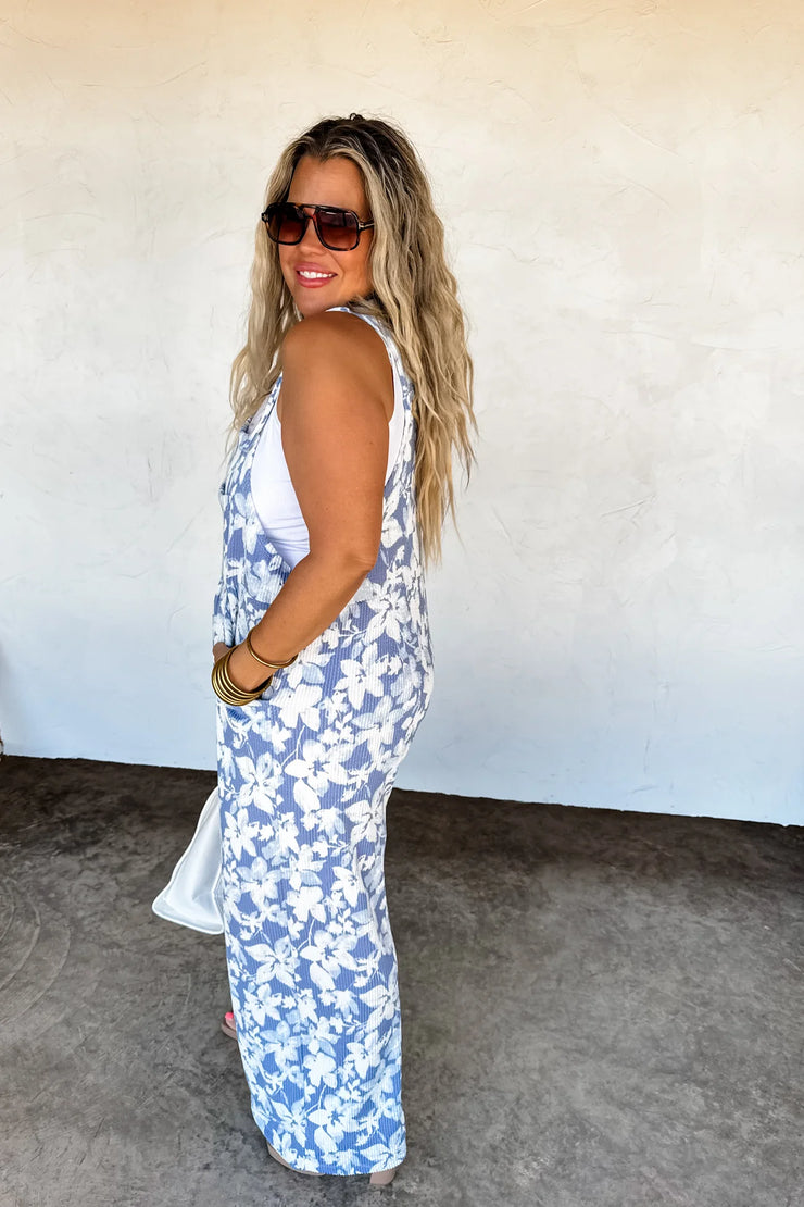 Karli - Floral Ribbed - Overalls