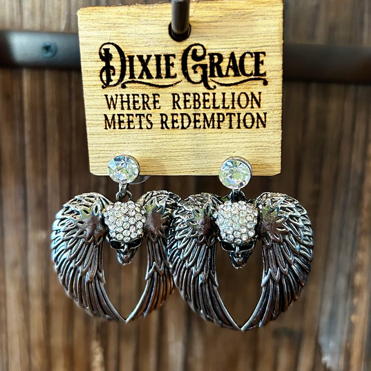 Skull & Wings - Two Finishes - Earrings