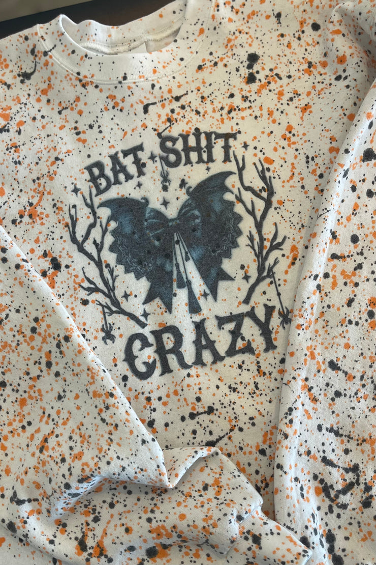 Bat Shit Crazy - Splatter Paint - Cropped - Graphic Sweatshirt