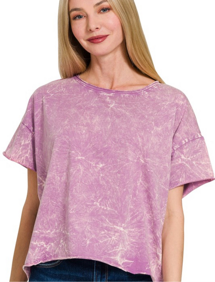 Cropped in Acid - Cropped Tee - Acid Wash - Multiple Colors - Top