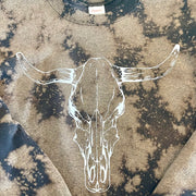 Bull Skull Bleached - Bleach - Cropped - Graphic Sweatshirt