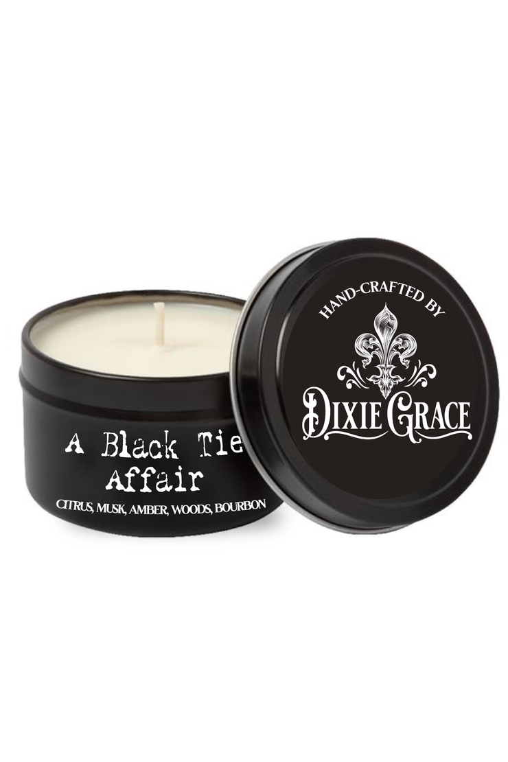 A Black Tie Affair - 8 oz Candle Tin - Cotton Wick