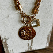 Xavier - Coin Charm - Gold - Necklace