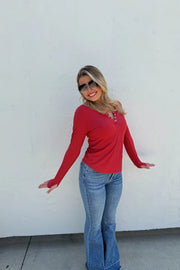 Bronx - Snap Henley - Rusty Red - Top