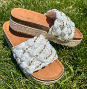 Color in the Clouds - Platform Rhinestone Raffia - Sandals