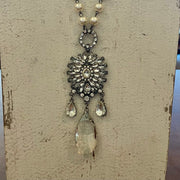 Harlynn - Pendant w/ Crystal Drop - Vintage - Necklace