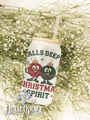 Balls Deep in Christmas Spirit - Frosted 16 oz Glass Can