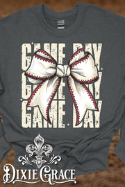 Game Day Baseball - Dark Heather Gray - Sweatshirt and Hoodie Option - Graphic Tee