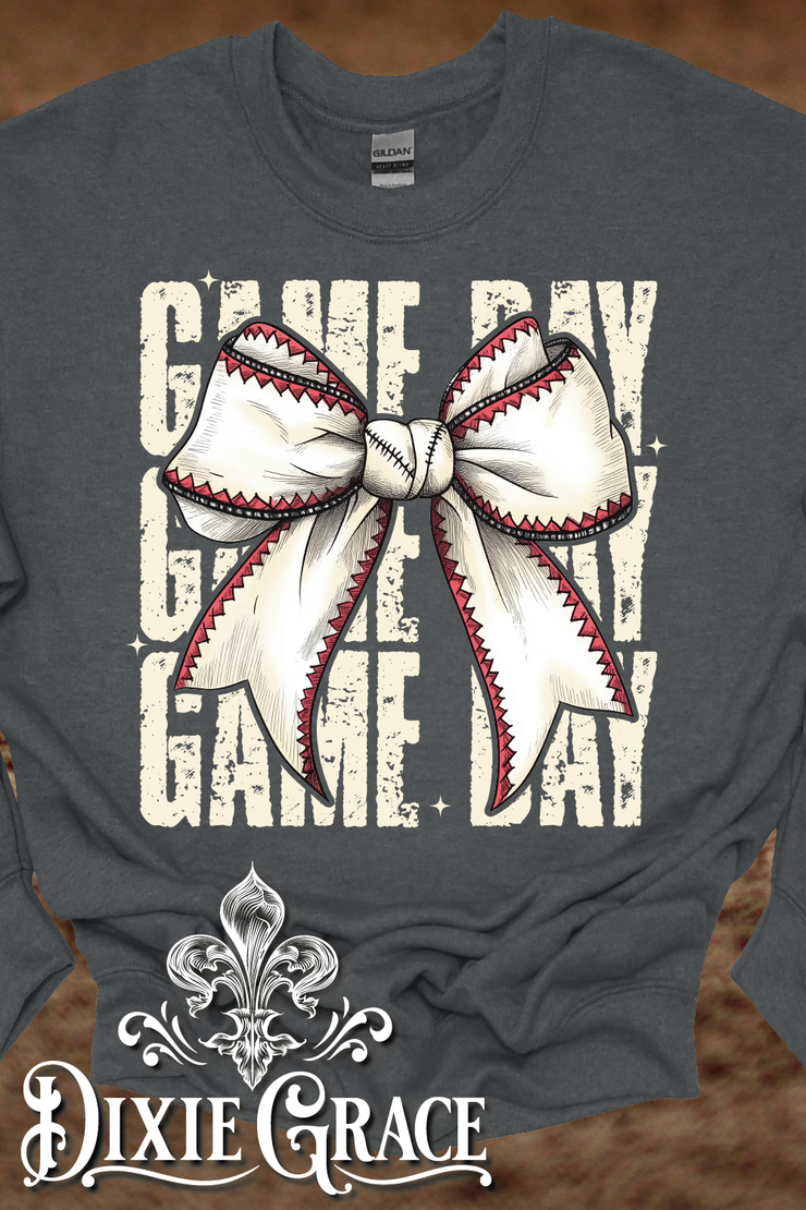 Game Day Baseball - Dark Heather Gray - Sweatshirt and Hoodie Option - Graphic Tee