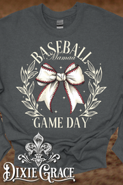 Mama Game Day Baseball - Dark Heather Gray - Sweatshirt and Hoodie Option - Graphic Tee