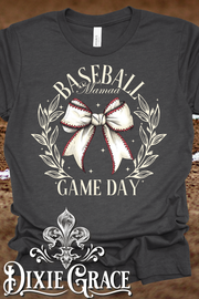 Mama Game Day Baseball - Dark Heather Gray - Sweatshirt and Hoodie Option - Graphic Tee