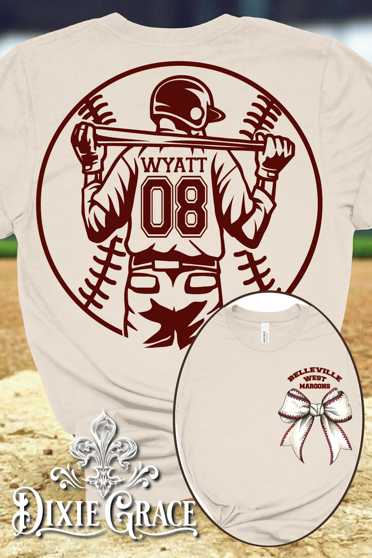 Custom Baseball Player - Natural - Youth, Sweatshirt, Hoodie Option - Graphic Tee