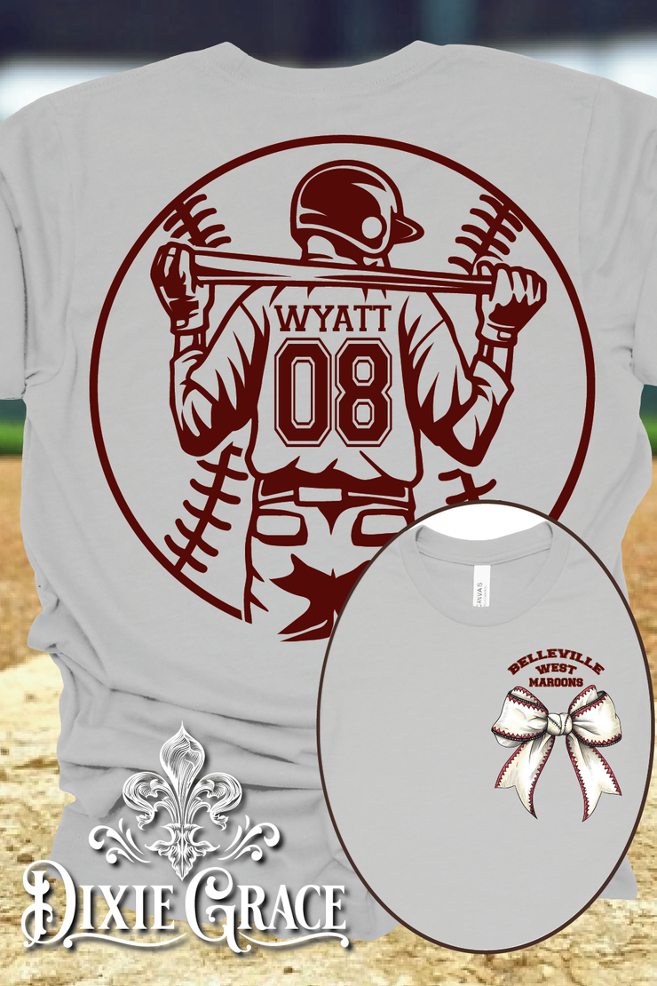 Custom Baseball Player - Gray - Youth, Sweatshirt, Hoodie Option - Graphic Tee