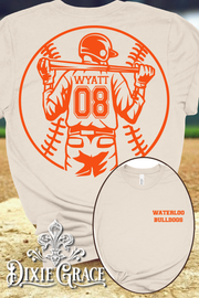 Custom Baseball Player - Natural - Youth, Sweatshirt, Hoodie Option - Graphic Tee