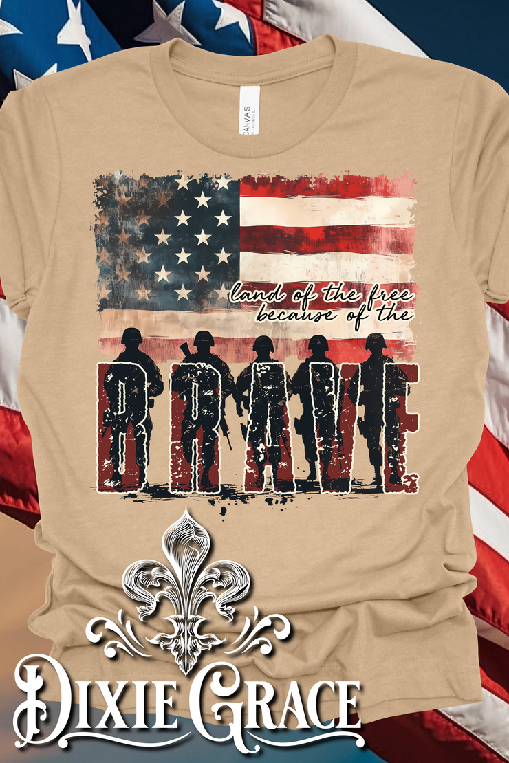 Because of the Brave - Heather Tan - Youth, Tank, Sweatshirt, Hoodie Option - Graphic Tee