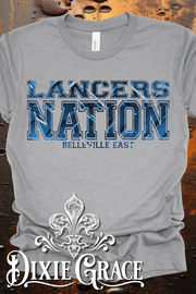 Belleville East Lancers Nation - Dark Heather Gray - Sweatshirt and Hoodie Option - Graphic Tee