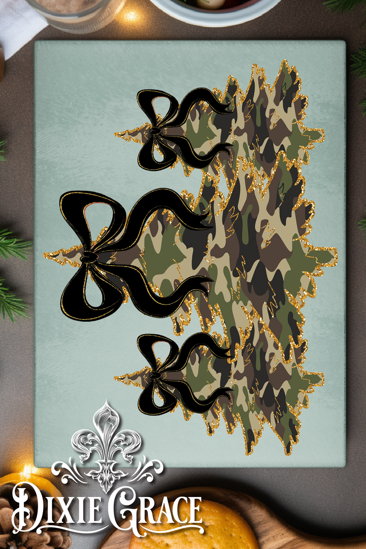 Black Ribbon Camo Trees - Glass Cutting/Charcuterie Board