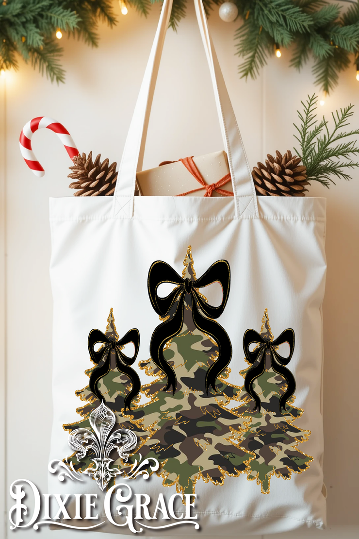 Black Ribbon Camo Trees - Canvas - Tote Bag