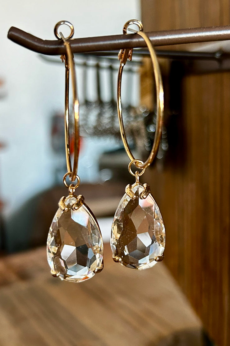 Bradwell - Crystal Pear Drop - Hoop - Earrings