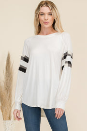 Banded - Ivory with Plaid Detail - Top