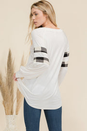 Banded - Ivory with Plaid Detail - Top