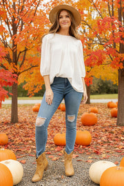 Tie Me Up - Swiss Dot with Puff Sleeve - Top