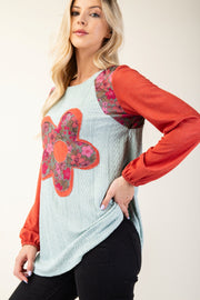 Sage - Flower Patchwork - Top