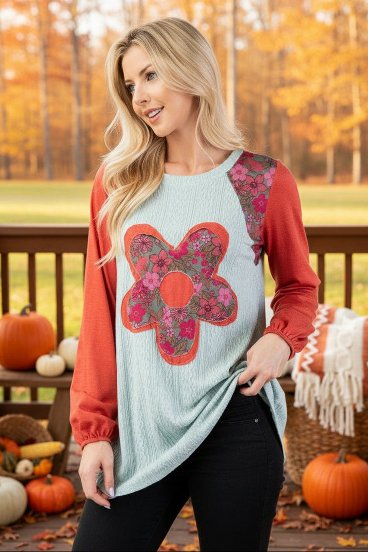 Sage - Flower Patchwork - Top