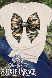 Camo Military Bow - Natural - Sweatshirt Option - Graphic Tee