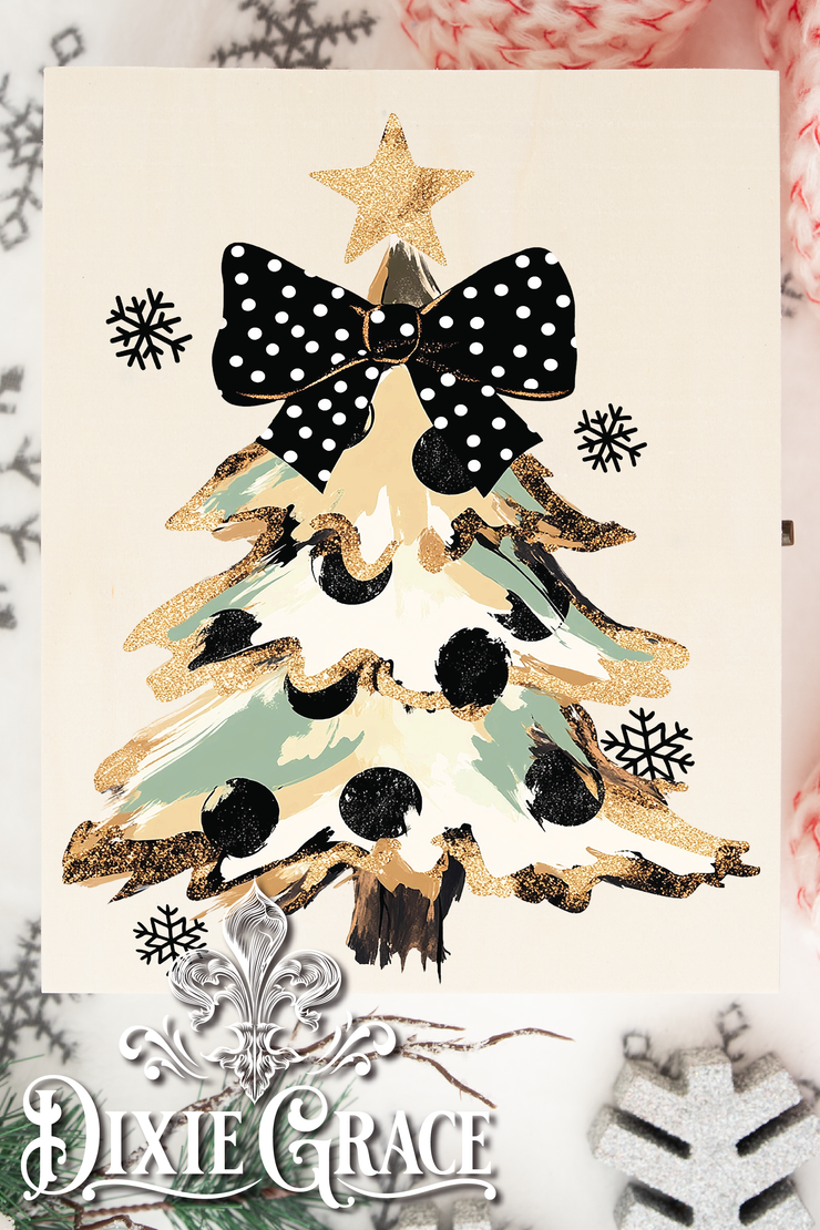 Camo Polka Dot Bow Tree - Two Sizes - Wooden Box Decor Sign