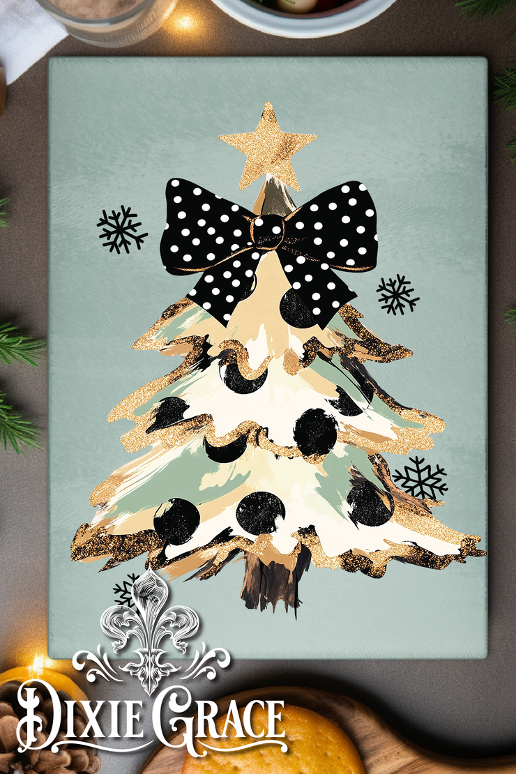 Camo Polka Dot Bow Tree - Glass Cutting/Charcuterie Board