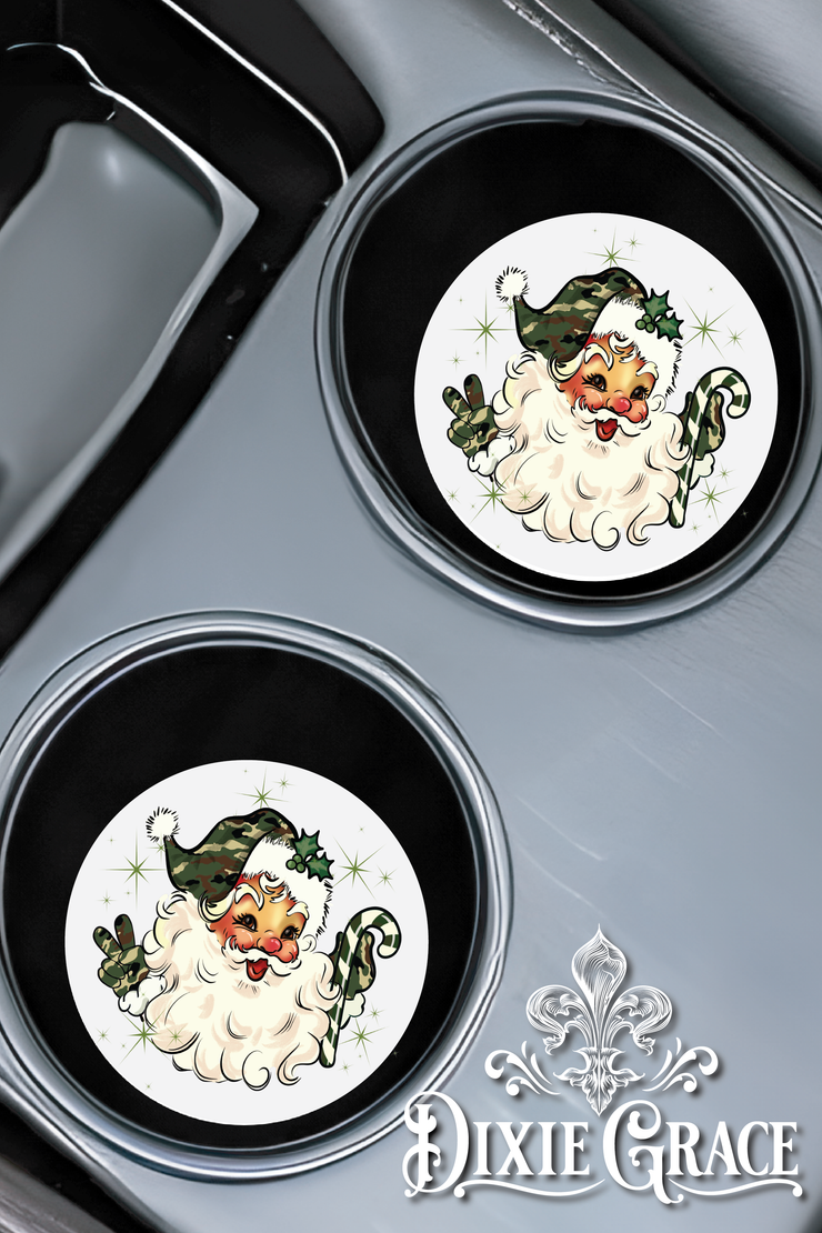 Camo Santa - Set of 2 - Car Coasters