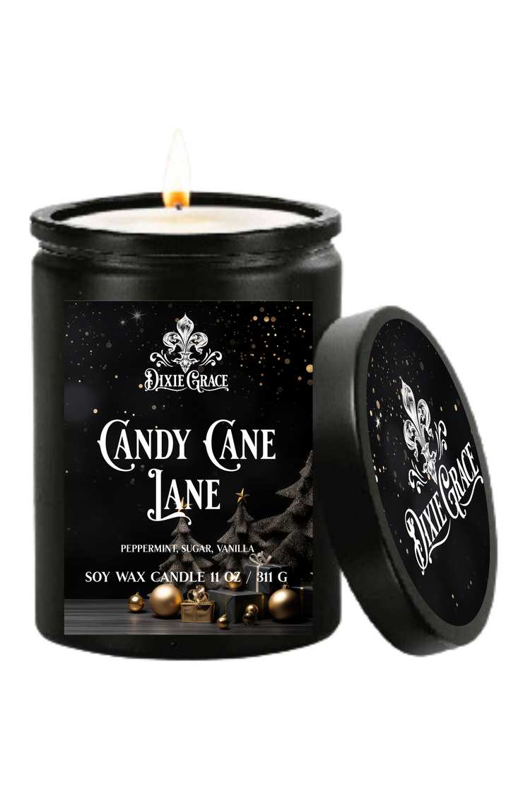 Candy Cane Lane - 11 oz Glass Candle - Cotton Wick