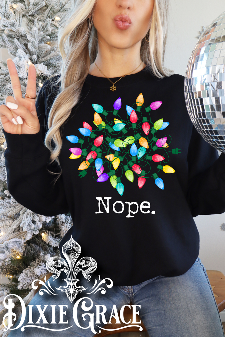 **Pre-Order** Christmas Lights Nope - Graphic Sweatshirt