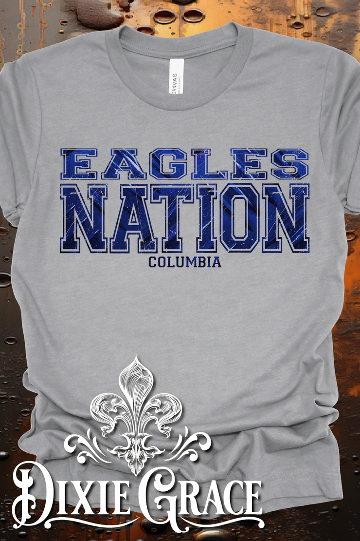 Columbia Eagles Nation - Dark Heather Gray - Sweatshirt and Hoodie Option - Graphic Tee