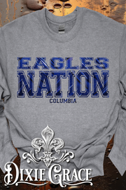 Columbia Eagles Nation - Dark Heather Gray - Sweatshirt and Hoodie Option - Graphic Tee