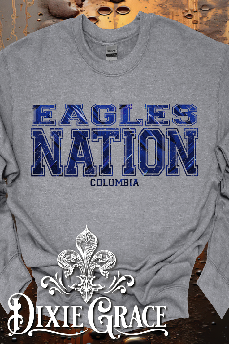 Columbia Eagles Nation - Dark Heather Gray - Sweatshirt and Hoodie Option - Graphic Tee