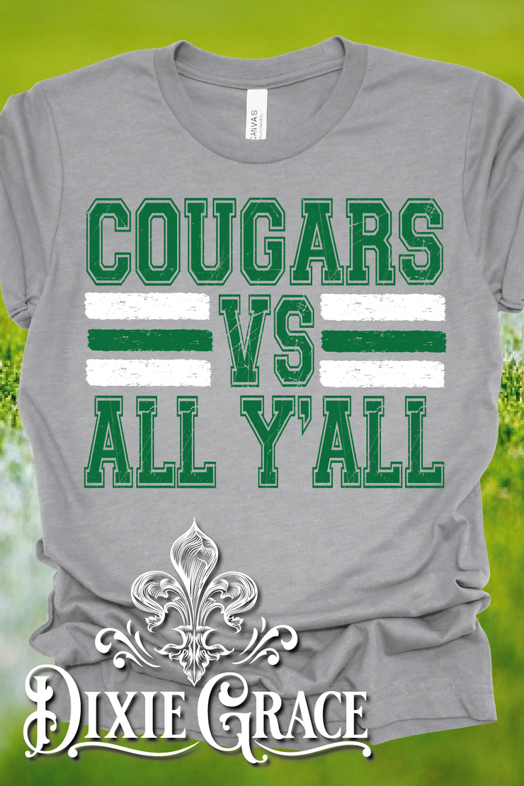 Cougars vs All Y'all - Heather Gray - Sweatshirt and Hoodie Option - Graphic Tee