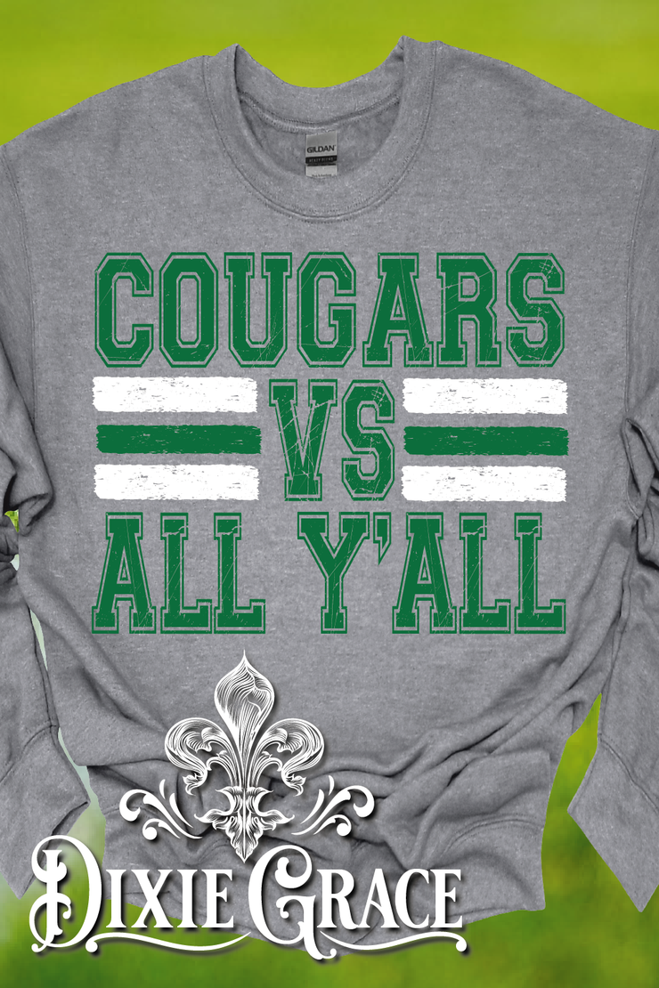 Cougars vs All Y'all - Heather Gray - Sweatshirt and Hoodie Option - Graphic Tee