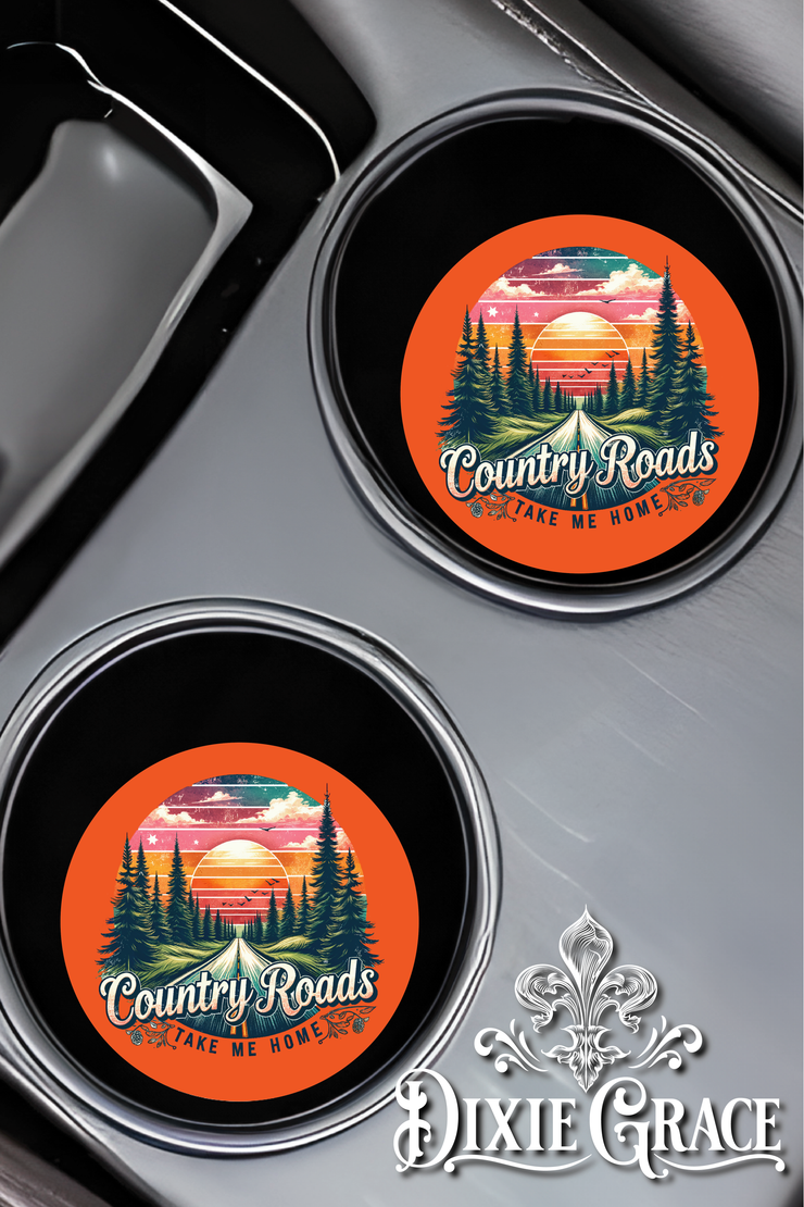 Country Roads - Set of 2 - Car Coasters