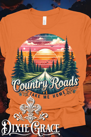 Country Roads - Burnt Orange - Youth, Tank, Sweatshirt, Hoodie Option - Graphic Tee