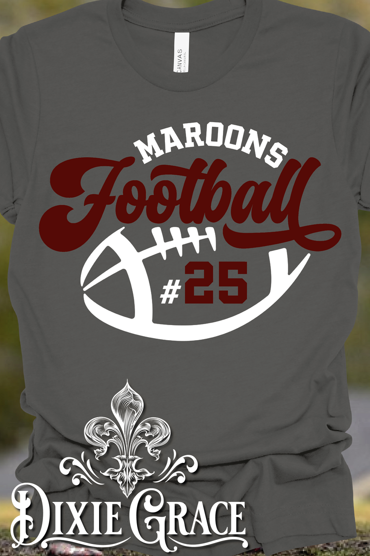 Custom Football - Vintage Cursive - Front Facing - Youth, Long Sleeve, Sweatshirt, Hoodie Option - Graphic Tee