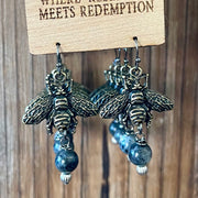 Sinclair - Bee Pendant - Drop - Vintage - Earrings